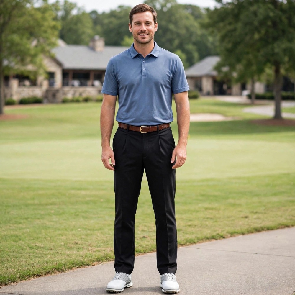 Burberry Golf Mens Black Pleated Straight Leg Trousers Size 34